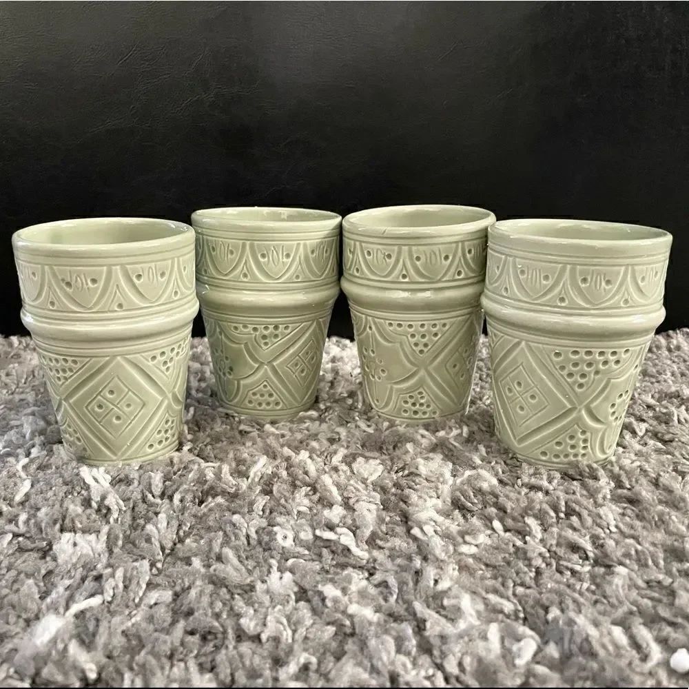 NIB Anthropologie Moroccan Engraved Beldi Cup Set
